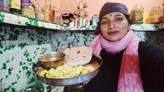 Indian Village Women Lunch Routine.Himachali Thali..Zeera Rice+Aalu Tamator ki sabji