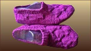 Knitting slippers on two knitting needles. Knitting from a toe. Part 2.