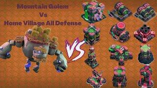 Mountain golem VS Home Village All Defence  Clash of Clans