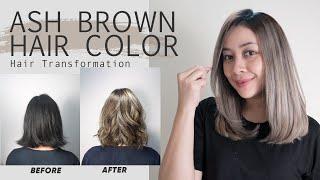 Ash Brown Hair Color Transformation  Foilayage Hair Technique