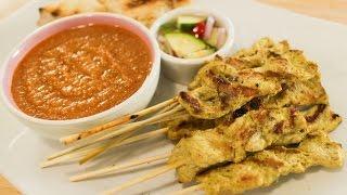 Thai Pork Satay & Peanut Sauce Recipe หมูสะเต๊ะ - Hot Thai Kitchen