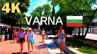 Walking in Varna Bulgaria  City Center to Beach Park 4K summer travel tourism Варна