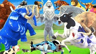 10 Mammoth Elephant Gorilla vs 10 Big Zombie Bull 10 Giant Lion Tiger Attack Cow Saved By Mammoth