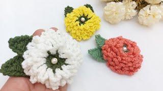 تعليم الكروشية زهور حلقة السلسلة من بواقى الخيوط crochet chain loop flowers#افكار مورى