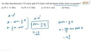 Model 2 - Calculation of Time When Angle between Hands of Clock Given  Clock  TalentSprint