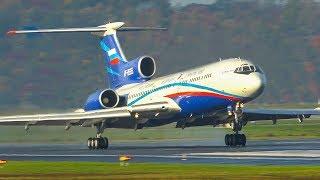 TUPOLEV TU-154 LANDING with OPEN REVERSERS before TOUCHDOWN + TU154 DEPARTURE 4K