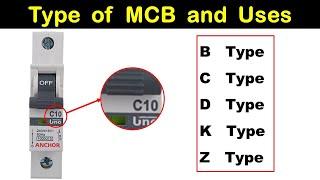 B C D K Z Type of MCB And their Uses  Types of miniature circuit breaker @TheElectricalGuy