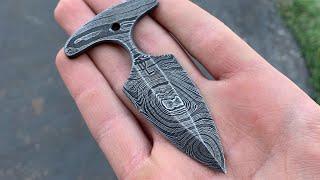 Damascus push dagger making