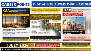 July 1 2024 Urgent Hiring for Gulf Saudi Arabia Dubai and Kuwait @career-points