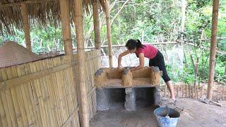 Building a wood stove from stone cement & clay it was really difficult  Ly Mai Mai