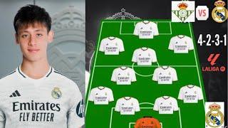 REAL MADRID VS REAL BETIS . REAL MADRID PREDICTED LINEUP . MBAPPE STARTS 