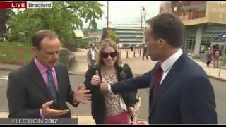 BBC reporter touches womans breast to move her off camera