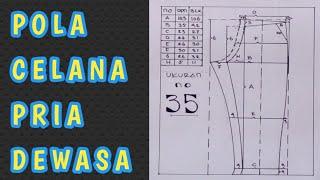 cara membuat pola celana panjang pria  jumbo