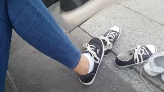 Katja Black Vans like sneakers and white socks