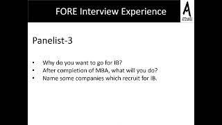 FORE  Interview Experience by JAHANVI PUNJABI APTIMANIA