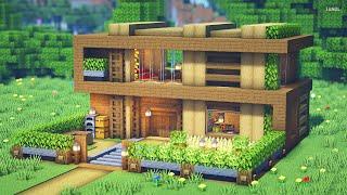 ️ Minecraft  How To Build a Wooden Modern House