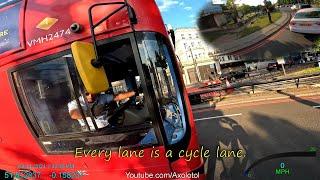 Every lane is a cycle lane. Professional bus driver thinks cyclist cannot use the main lane.