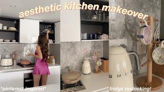 aesthetic kitchen makeover & tour pinterest inspired organization & grocery shopping ep.4 .•*