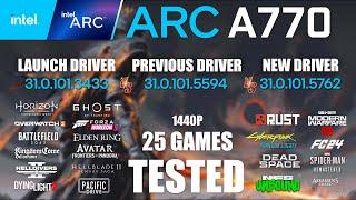 ARC A770 16GB Launch Driver VS Previous Driver VS New Driver  R9-7950X3D  1440p - 25 Games Tested