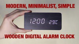 2024 Wooden Minimalist LED Digital Alarm Clock Set Up Tutorial  Voice Control Light Adjustable