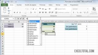 Fórmulas en Excel