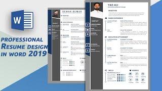 How to Design a professional Resume in ms word 2019