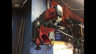 Milwaukee 2787-22 M18 FUEL cordless Magnetic Drill in action