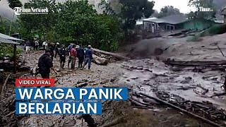 VIDEO Detik-detik Banjir Bandang Terjang Puncak Bogor Warga Panik Berlarian