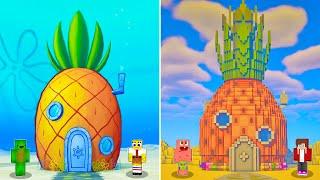 Mikey VS JJ Noob VS Pro In Sponge Bob House Build Tutorial In Minecraft