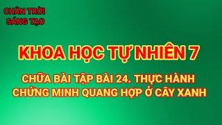 KHTN 7. CHỮA BÀI TẬP BÀI 24. THỰC HÀNH CHỨNG MINH QUANG HỢP Ở CÂY XANH.