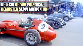 HD F1 1958 British Grand Prix Silverstone Highlights REMASTER VIDEO SLOW MOTION