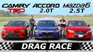 2020 Toyota Camry TRD vs Honda Accord vs Mazda6  DRAG & ROLL RACE