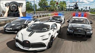 Stealing 1500bhp Bugatti Divo + Police Chase - Forza Horizon 4 Steering Wheel + Shifter Gameplay