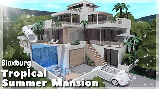 BLOXBURG Tropical Summer Mansion Speedbuild  Roblox House Build