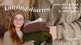 book club cardigan buddy knits & two new petiteknit WIPs ️  cozy diaries knitting podcast ep03