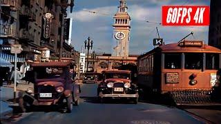 San Francisco 1930s in Color a Trip Up Market Street w sound design added
