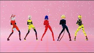 【MMD Miraculous】Bla Bla Bla【Ladybug Chat Noir Queen Bee Rena Rouge Vesperia】【60fps】
