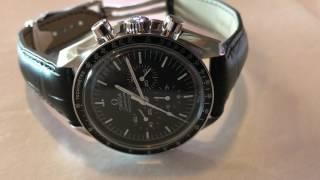 Omega Speedmaster Professional on a factory leather strap with Omega deployment