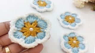 وردة كروشية جديدة ومميزةتعليم الكروشية للمبتدئينcrochet flower easy #افكار_مورى