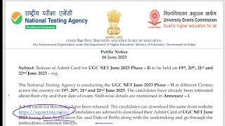 Download UGC Net June 2023 Phase II Admit Card I UGC Net Exam June 2023 Admit Card