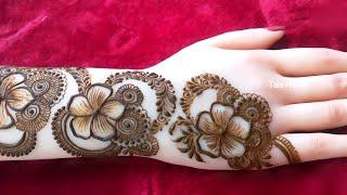 Very Beautiful Floral Khafeef Henna Mehndi Design  Latest Gulf Mehandi Design For Back Hand