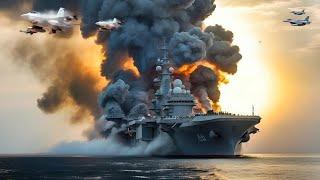 Horrifying Moment Aircraft Carrier Containing 50 Russian SU-33 Jets Destroyed by Ukrainian Missile