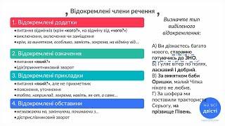 ВІДОКРЕМЛЕНІ ЧЛЕНИ РЕЧЕННЯ типове завдання на відповідності