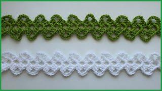 Простое ленточное кружево. Вязание крючком  Ribbon Lace Crochet