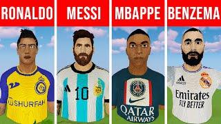 Minecraft RONALDO vs MESSI vs MBAPPE vs BENZEMA STATUE HOUSE BUILD CHALLENGE