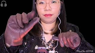 ASMR LEATHER GLOVES & HAND MOVEMENTS W BROWN NOISE FOR RELAXATION   1 Hour