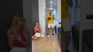 Barbie girl hides his shoes and makes him nervous 