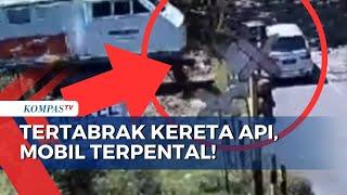 Detik-Detik CCTV Rekam Kecelakaan Mobil di Palang Pintu Kereta Api di Kalipuro Banyuwangi