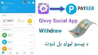 Withdraw money from givvy social app to payeer account