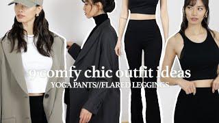 9 comfy&chic outfit ideas  pinterest inspired flared pants outfits  flared leggingsyoga pants